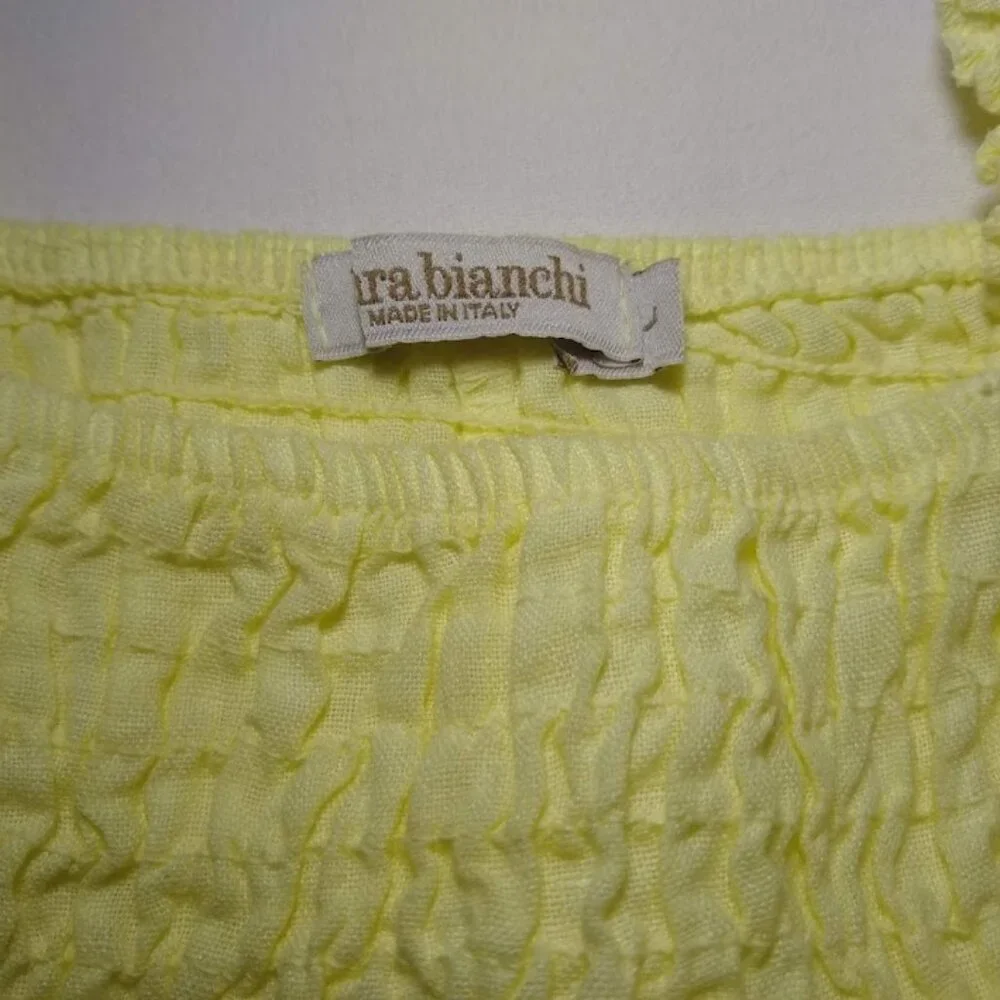 Vacation-Ready! NWOT Laura Bianchi made in Italy linen size L yellow sun dress - Picture 3 of 9
